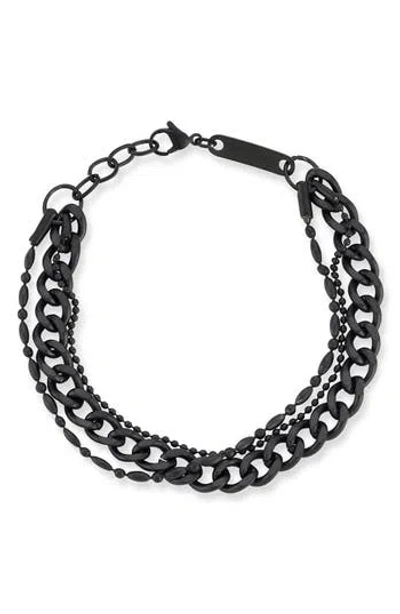 Yield Of Men Oxidized Triple Layer Chain Bracelet In Black