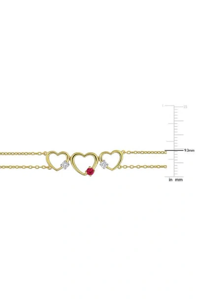 Created Forever Lab-grown Ruby & Lab-grown Diamond Heart Bracelet In Gold