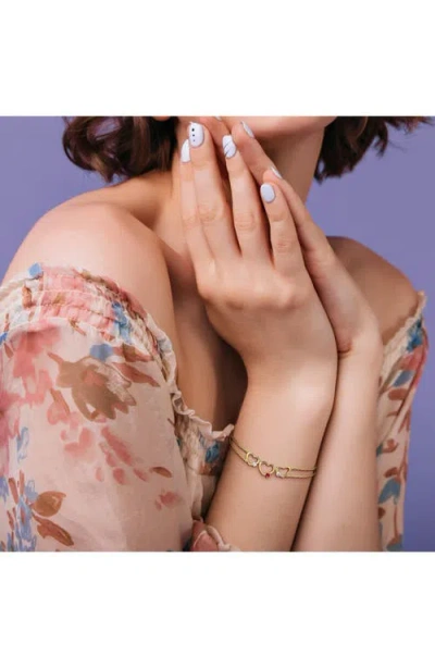 Created Forever Lab-grown Ruby & Lab-grown Diamond Heart Bracelet In Gold