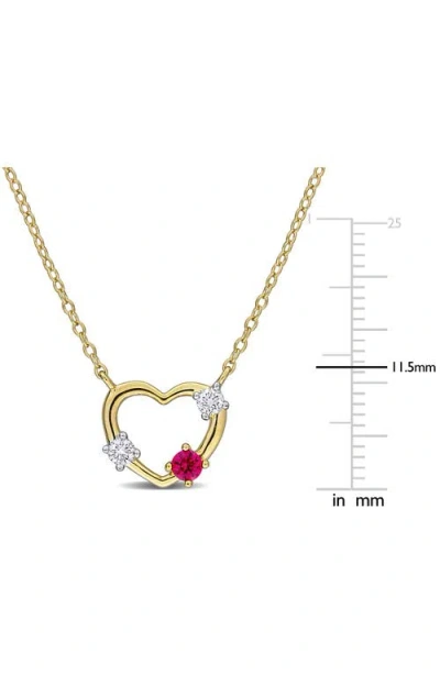 Created Forever Lab Grown Ruby & Lab Grown Diamond Heart Pendant Necklace In Gold