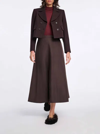 Dorothee Schumacher Double-breasted Cropped Jacket In Brown