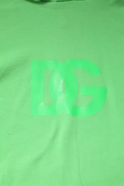 Pre-owned Dolce & Gabbana Green Cotton Dg Logo Print Hooded Men's Sweater ()