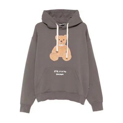 Palm Angels Bear-print Hoodie In Brown