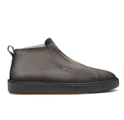 Santoni "mid Victory" Ankle Boots With Round Toe In Gray