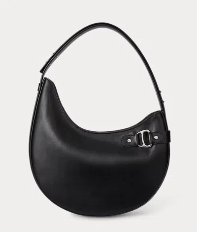 Ralph Lauren Leather Large Tasha Shoulder Bag In Black