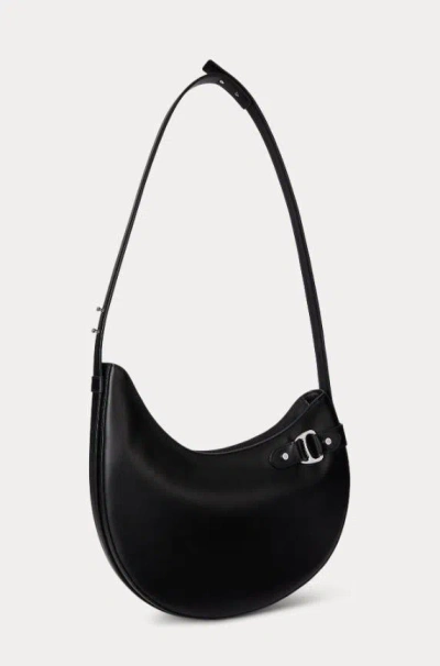 Ralph Lauren Leather Large Tasha Shoulder Bag In Black