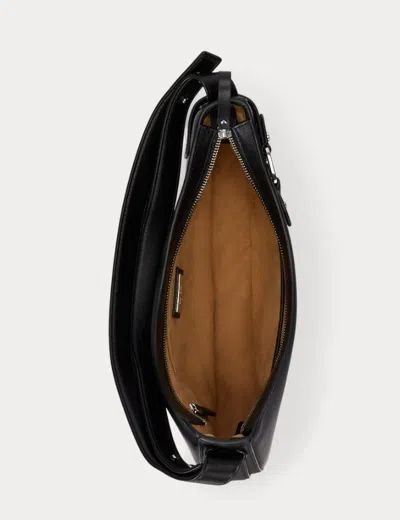 Ralph Lauren Leather Large Tasha Shoulder Bag In Black