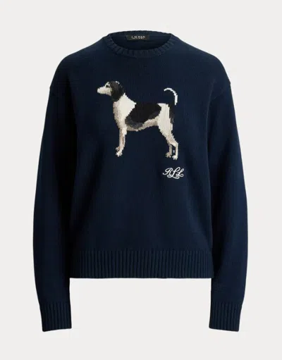 Ralph Lauren 'english Foxhound' Intarised Sweater In Blue