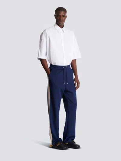 Balmain Side-stripe Track Pants In Blue