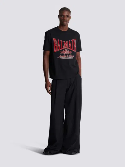 Balmain T-shirt With A Logo And Velvet Finish In Transparent