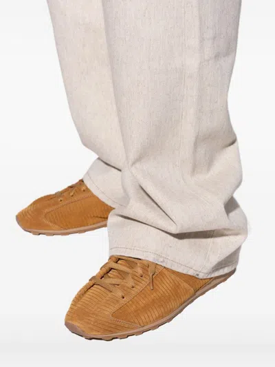 Jacquemus Le Tennis Sneakers In Soft Corduroy-embossed Suede Shoes In Brown