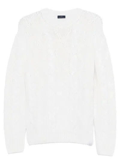 Paul & Shark Cable Knit Crewneck Wool Sweater Clothing In White