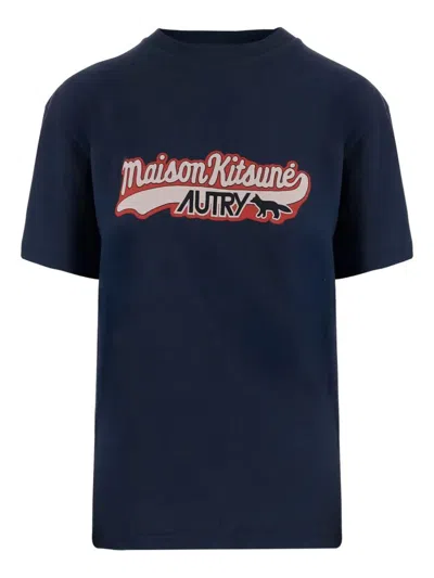 Autry X Maison Kitsune Cotton T-shirt In Blue