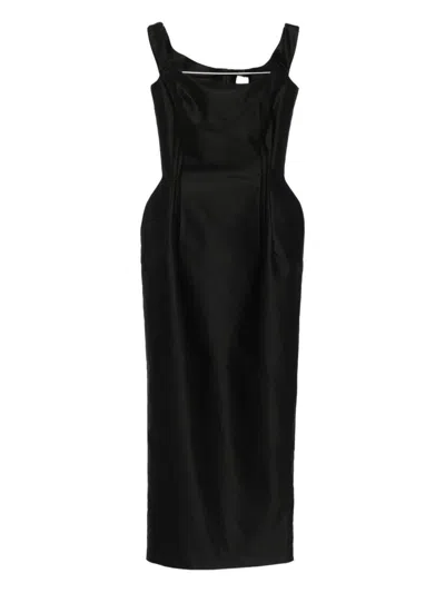 Magda Butrym Silk Midi Dress In Black
