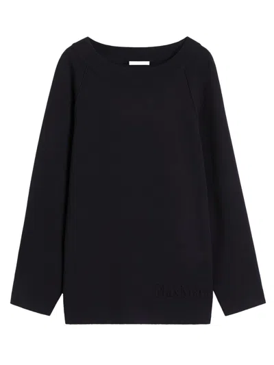 Max Mara Knitwear With Button Detail And Raglan Sleeves In Blue