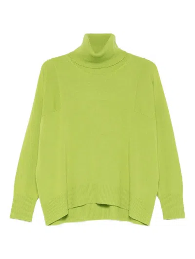 Roberto Collina Oversized Fit Wool Turtleneck Sweater Clothing In Green