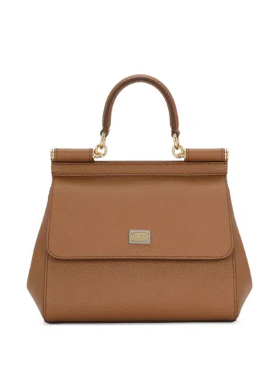 Dolce & Gabbana Sicily Medium Leather Shoulder Bag In Brown