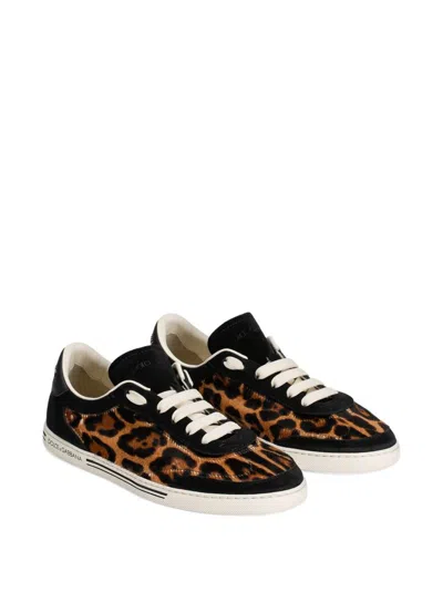 Dolce & Gabbana Saint Tropez Light Leather Sneakers In Brown