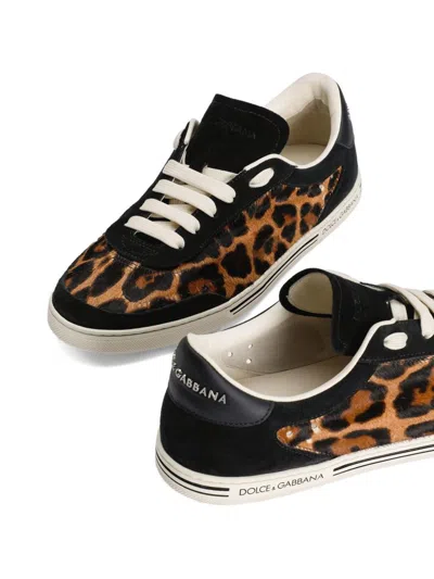 Dolce & Gabbana Saint Tropez Light Leather Sneakers In Brown