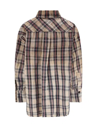 Attico Diana Checked Cotton Flannel Shirt In Multi