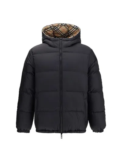 Burberry Quilted Jacket With Distinctive Plaid Pattern In Brown