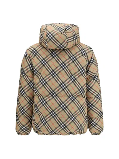 Burberry Quilted Jacket With Distinctive Plaid Pattern In Brown