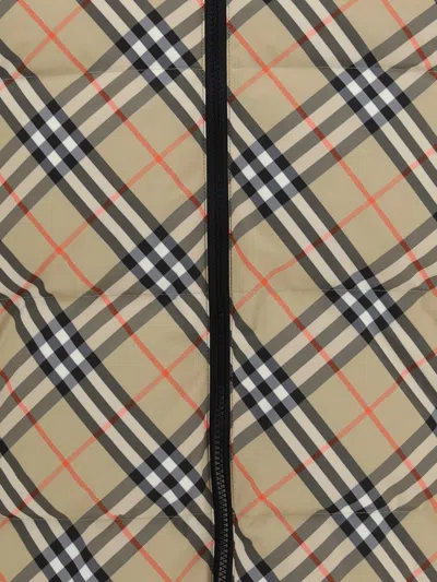 Burberry Quilted Jacket With Distinctive Plaid Pattern In Brown