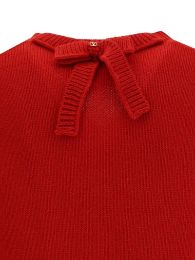 Valentino Red Sweater With Vlogo On Bow In Red