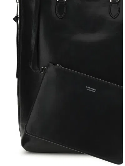 Dolce & Gabbana Versatile Leather Tote Bag With Adjustable Straps In Black