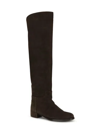 Dolce & Gabbana Women Suede High Boots In Brown