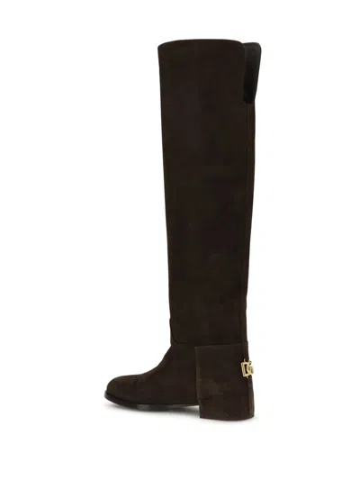 Dolce & Gabbana Women Suede High Boots In Brown