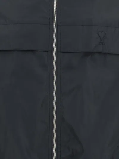 Ami Alexandre Mattiussi Ami Paris Technical Fabric Jacket With Zip And Hood. In Blue