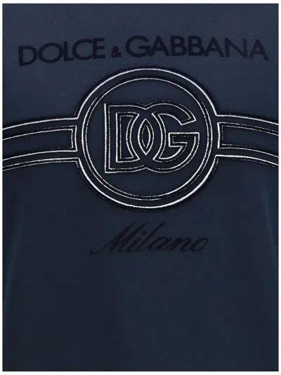 Dolce & Gabbana Jersey Sweatshirt With Embroidery In Blue
