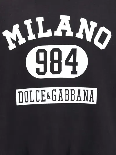 Dolce & Gabbana Hooded Sweatshirt In Jersey With Print In Black