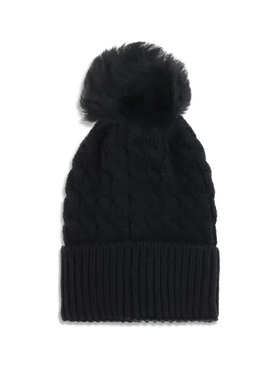 Moncler Wool Hat Featuring Cable Knit And Pom Detail In Black