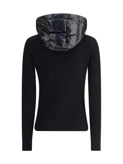 Moncler Grenoble Felpa Imbottita In Pile Con Zip E Cappuccio In Black