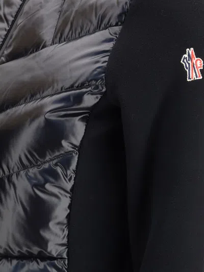 Moncler Grenoble Felpa Imbottita In Pile Con Zip E Cappuccio In Black