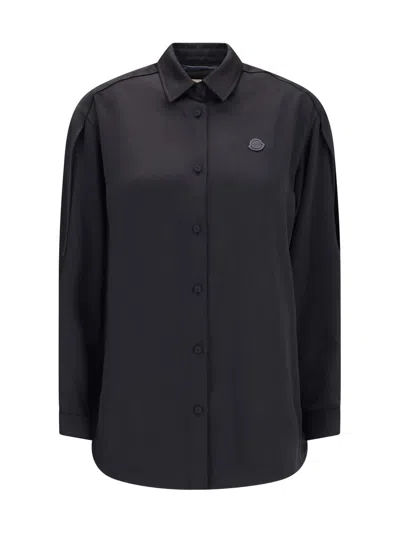 Moncler X Edward Enninful Shirt In Technical Polyester Satin Moncler X Ee72 Collection By Edward Enninful In Black
