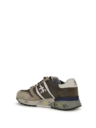 Premiata Lander Cross-detail Suede Sneakers In Multi