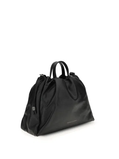 Brunello Cucinelli Large Soft Leather Mellow Shopper Bag In Black