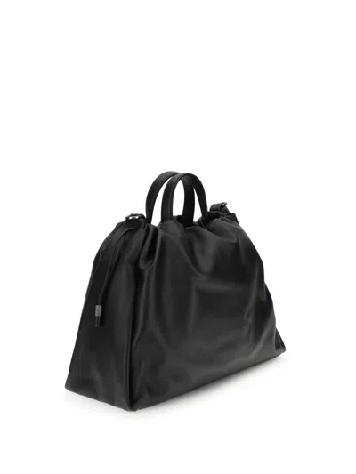 Brunello Cucinelli Large Soft Leather Mellow Shopper Bag In Black