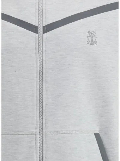 Brunello Cucinelli Stylish Hoodie Logo Design In Gray