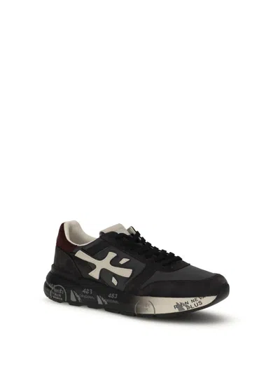 Premiata Casual Low Top Sneakers With Suede Accents In Black