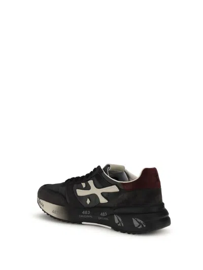 Premiata Casual Low Top Sneakers With Suede Accents In Black