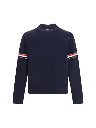 Thom Browne Rwb Stripe Zipped Jacket In Black