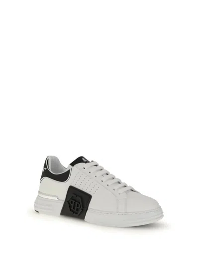 Philipp Plein Nappa Leather Sneakers Low Top Hexagon In White