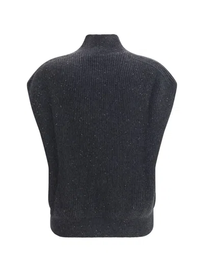 Fabiana Filippi Sleeveless Wool Sweater With Sequins In Black