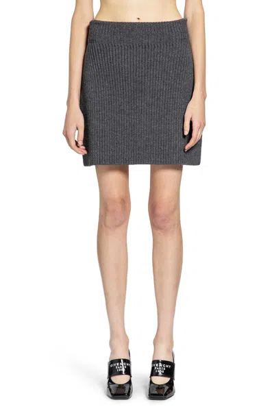 Givenchy Ribbed-knit Wool And Alpaca-blend Miniskirt In Gray