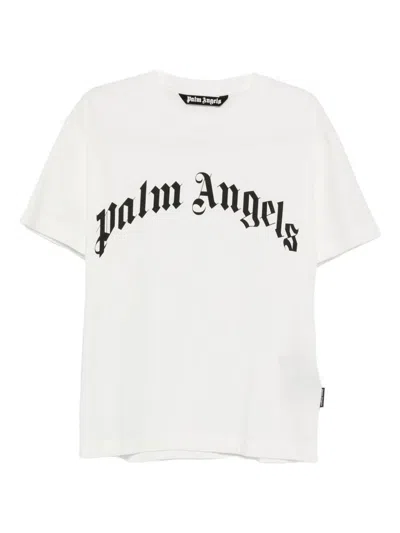 Palm Angels Relaxed Fit Cotton T-shirt With Stylized Lettering In White