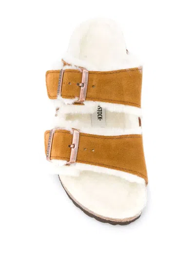 Birkenstock Arizona Sandals With Fur Lining In Brown